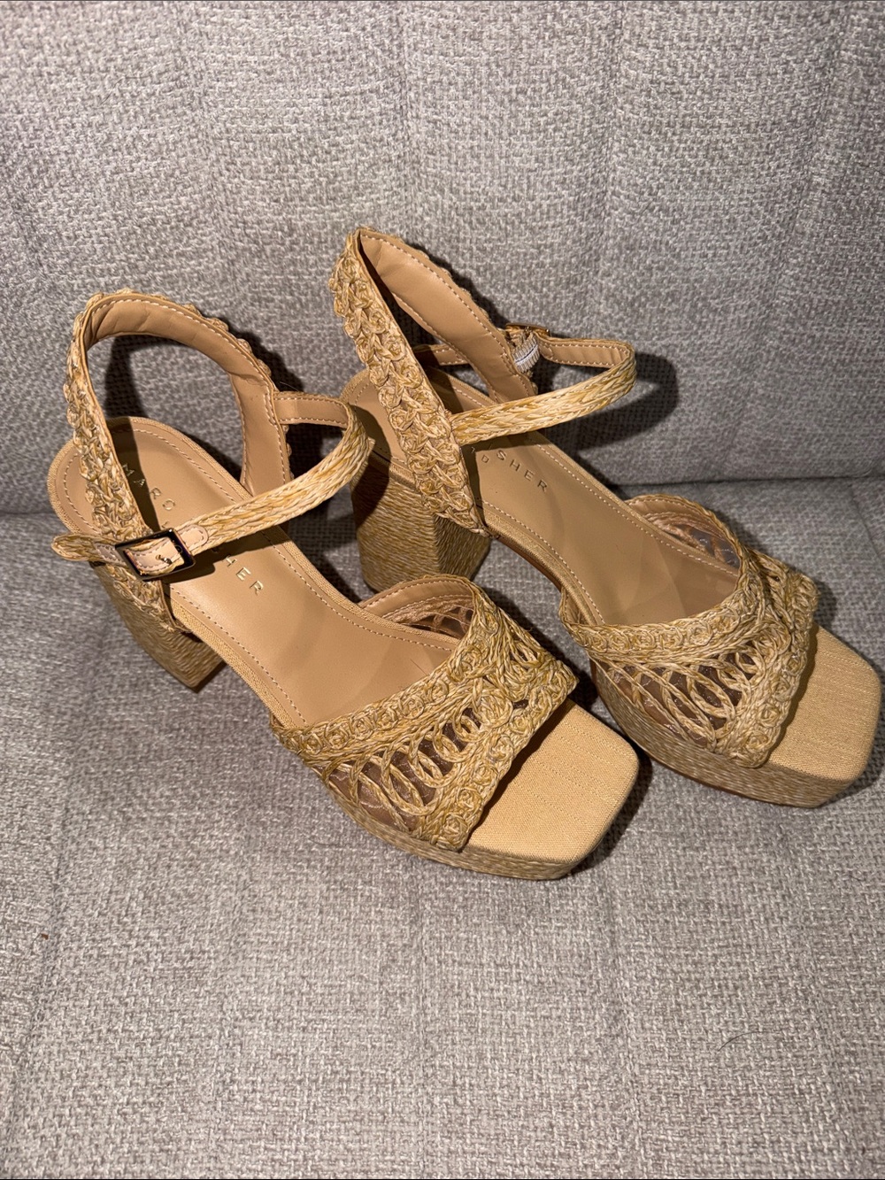 Marc Fisher Braided Platform Sandals in Tan